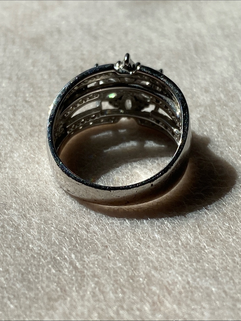 QVC Diamonique Poinsettia Classic Silver-Tone Cubic Zirconia Ring Size 7.5 - Picture 6 of 6